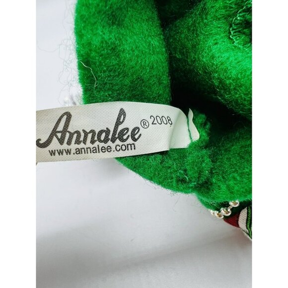 Annalee Green Red Elf Christmas Pair 2008 Silver Trim Open Eyes Mouth 7 inch - Picture 12 of 13